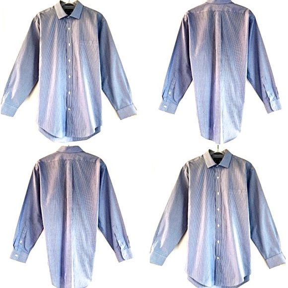 Lands End Mens Dress Shirt Tailored Fit Blue Sz 16 - Picture 3 of 8